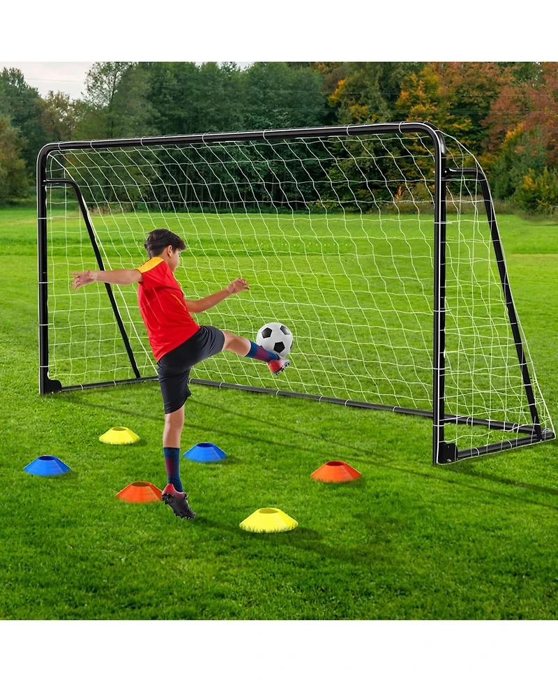 Aboron Heavy-Duty Metal Soccer Goal for Backyard and Training - Professional Steel Frame with Net Cones