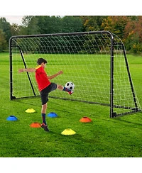 Aboron Heavy-Duty Metal Soccer Goal for Backyard and Training - Professional Steel Frame with Net Cones