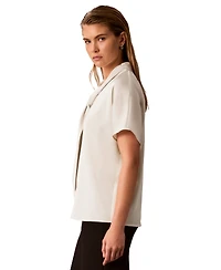 Calvin Klein Women's Matte Satin Tie-Neck Blouse