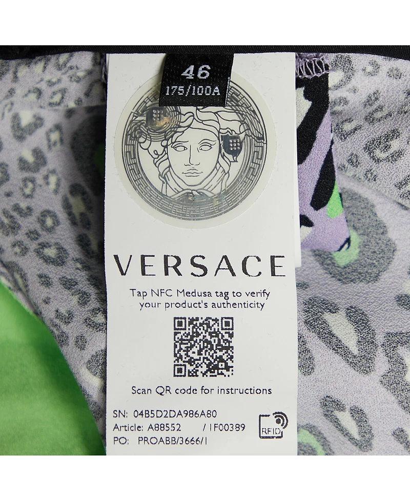 Pre-Owned Versace Women's Leopard Print Colorblock Knit Crop Top