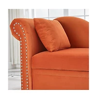 Rainsken 64.5-inch Modern Velvet Chaise Longue with Storage, Recliner,Left Armrest and Lumbar Support