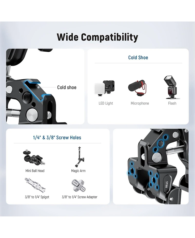 Neewer ST88 Camera Mounting Accessory for select GoPro, Dji and Insta360 action cameras