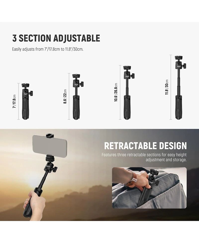 Neewer TP43 Camera Tripod for select GoPro, Dji and Insta360 action cameras