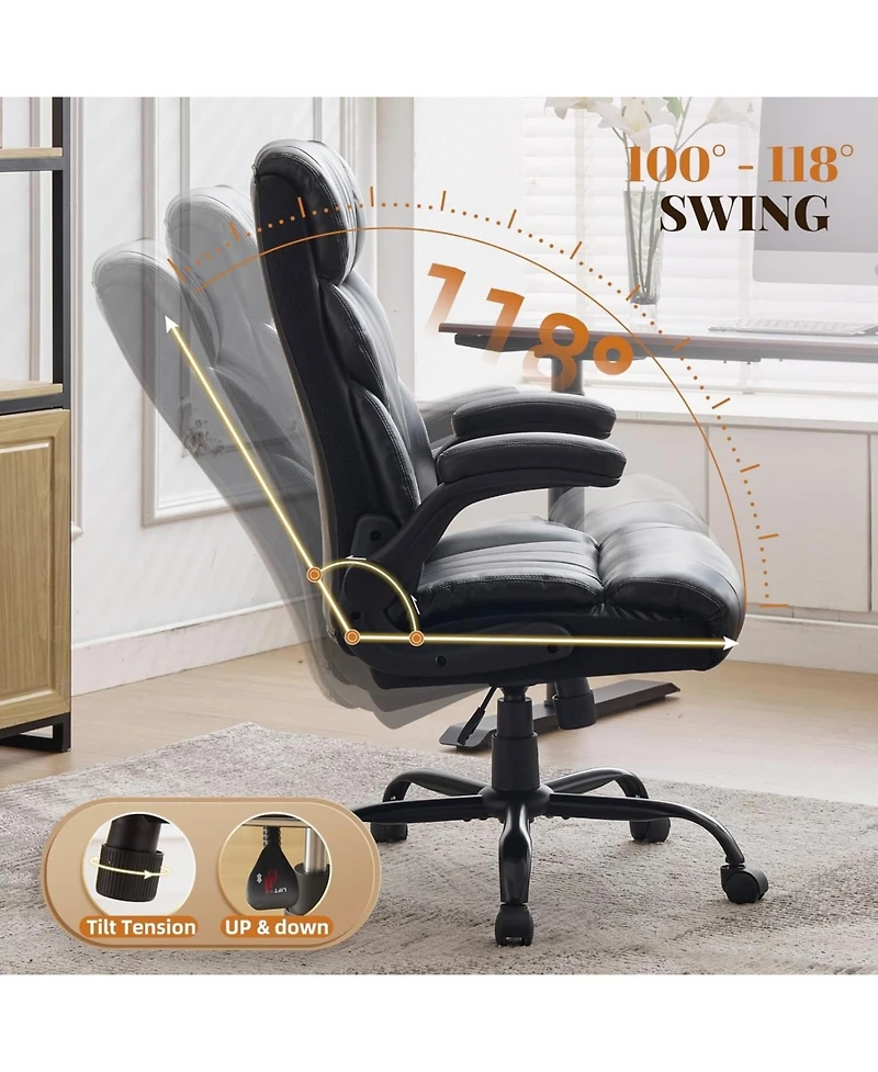 gaomon Big and Tall Office Chair Ergonomic Gaming Chair, Leather Computer Chair with Adjustable Height and 360 Degree Swivel