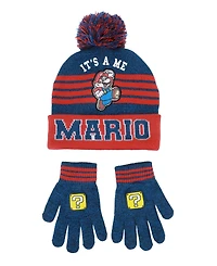 Super Mario Boys' and Girls' Graphic Hat and Gloves, 2- Piece Set