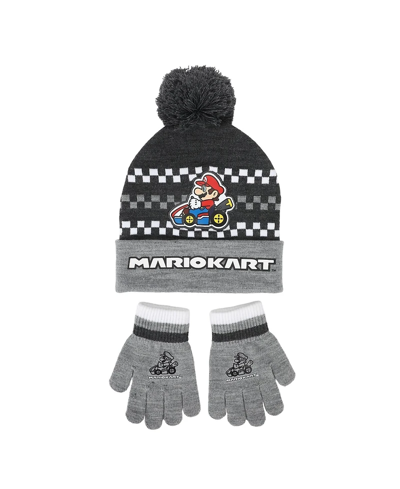 Super Mario Boys' and Girls' Graphic Beanie and Matching Gloves, 2-Piece Set