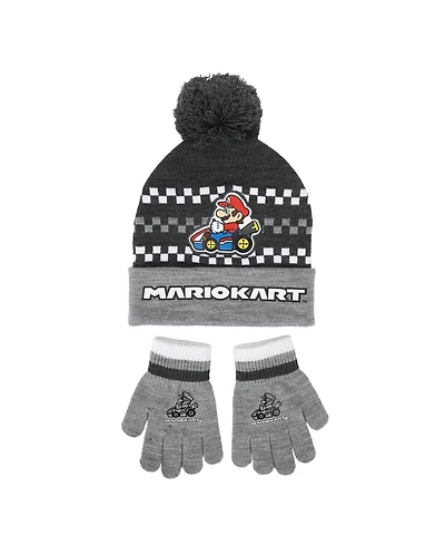 Super Mario Boys' and Girls' Graphic Beanie and Matching Gloves, 2-Piece Set