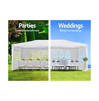 homfan 10 x 20/10 30 Feet Steel Frame Party Tent with Pe Cover, Outdoor Event Canopy Shelter for Wedding Bbq Picnic
