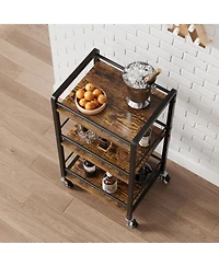 gaomon 3-Tier Rolling Bar Cart with Wheels Mini Mobile Utility Serving Cart for Dining, or Living Room Lockable Storage Shelf for Wine, Liquor, Coffee