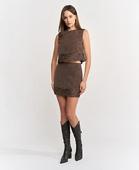 En Saison Women's Pauline Zipper Back Mini Skirt