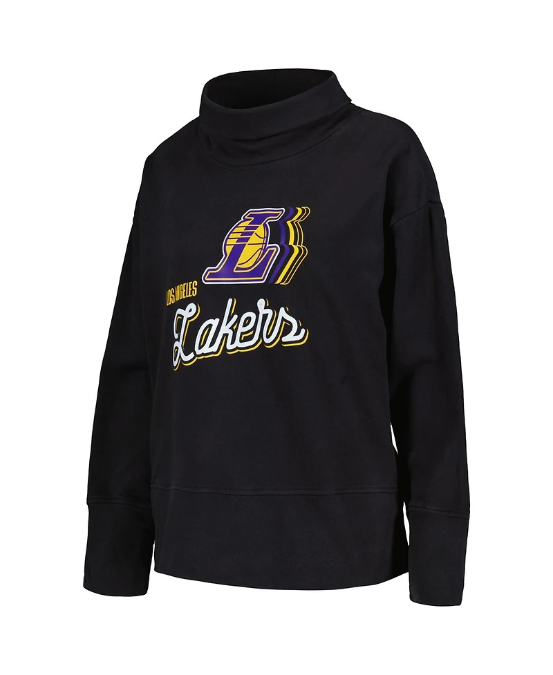 LevelWear Women's Black Los Angeles Lakers Sunset Pullover Sweatshirt