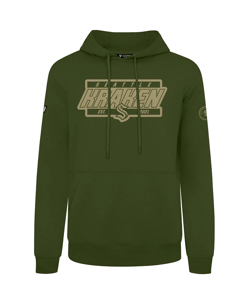 LevelWear Men's Olive Seattle Kraken Podium Pullover Hoodie