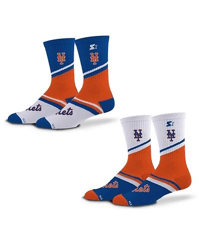 Starter Men's and Women's 2-Pack Royal/Orange New York Mets Old School Crew Socks Set