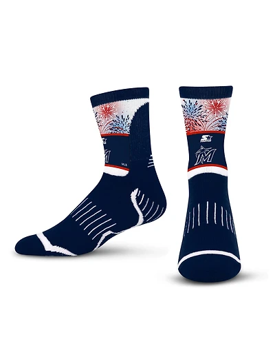 Starter Men's and Women's Navy Miami Marlins Americana Fireworks Quarter-Length Socks