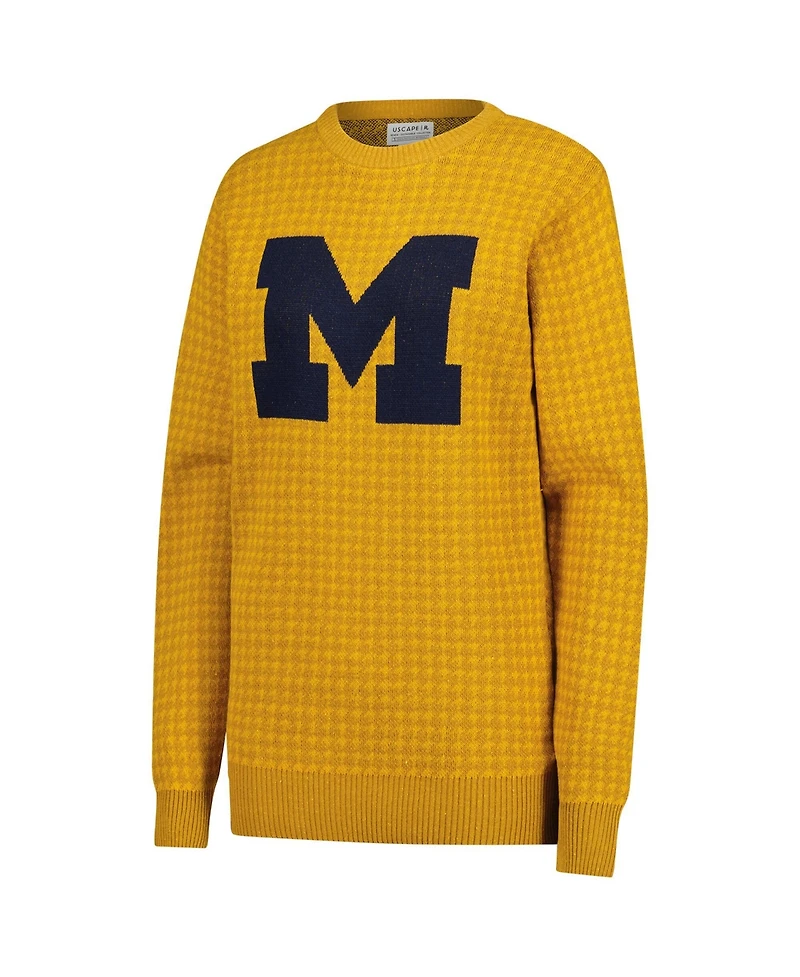 Uscape Apparel Men's and Women's Maize Michigan Wolverines Renew Knit Vintage Houndstooth Sweater