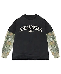 Uscape Apparel Men's Black/Camo Arkansas Razorbacks Back Bay Twofer Heavyweight Long Sleeve T-Shirt