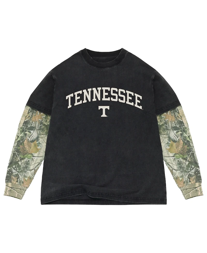 Uscape Apparel Men's Black/Camo Tennessee Volunteers Back Bay Twofer Heavyweight Long Sleeve T-Shirt