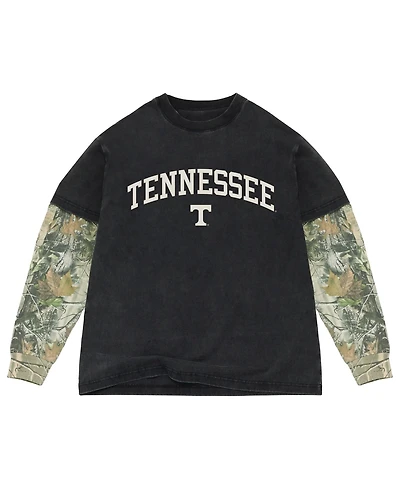 Uscape Apparel Men's Black/Camo Tennessee Volunteers Back Bay Twofer Heavyweight Long Sleeve T-Shirt