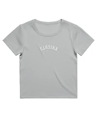 Uscape Apparel Women's Gray Ucf Knights Upside Down Embroidery Ribbed Cropped T-Shirt