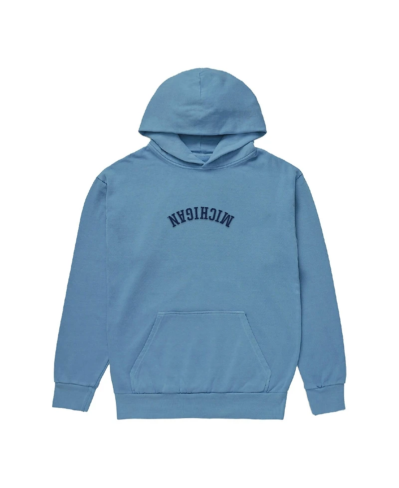 Uscape Apparel Men's Light Blue Michigan Wolverines Upside Down Embroidered Vintage Heavyweight Hoodie