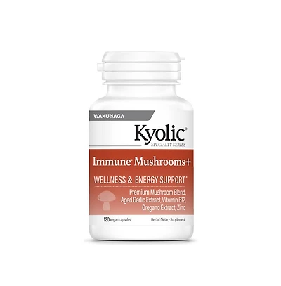 Kyolic Immune Mushrooms Supplement Chaga, Cordyceps, Turkey Tail and Aged Garlic Extract for Wellness Support 120 Capsules