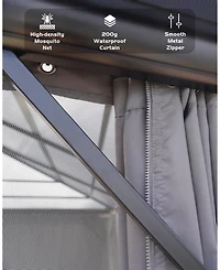 homfan 12 x 20 Ft Hardtop Gazebo with Double Roof and Aluminum Alloy Frame and Pc Panels for Patio, Deck, Backyard, Lawn, and Garden