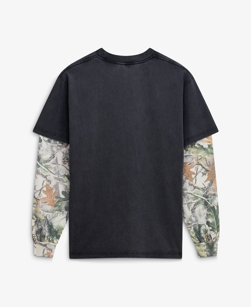 Uscape Apparel Men's Black/Camo Penn State Nittany Lions Back Bay Twofer Heavyweight Long Sleeve T-Shirt
