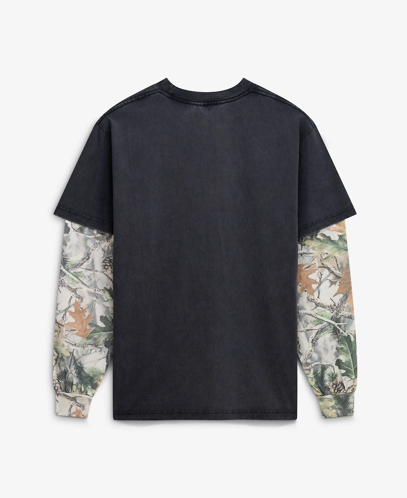 Uscape Apparel Men's Black/Camo West Virginia Mountaineers Back Bay Twofer Heavyweight Long Sleeve T-Shirt
