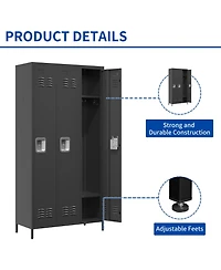 Viyet 72"H Triple Door Metal Locker - Secure 3-Tier Storage Cabinet