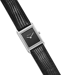 Breda Women's Quartz Virgil Silver and Black Leather Band Watch 20mm