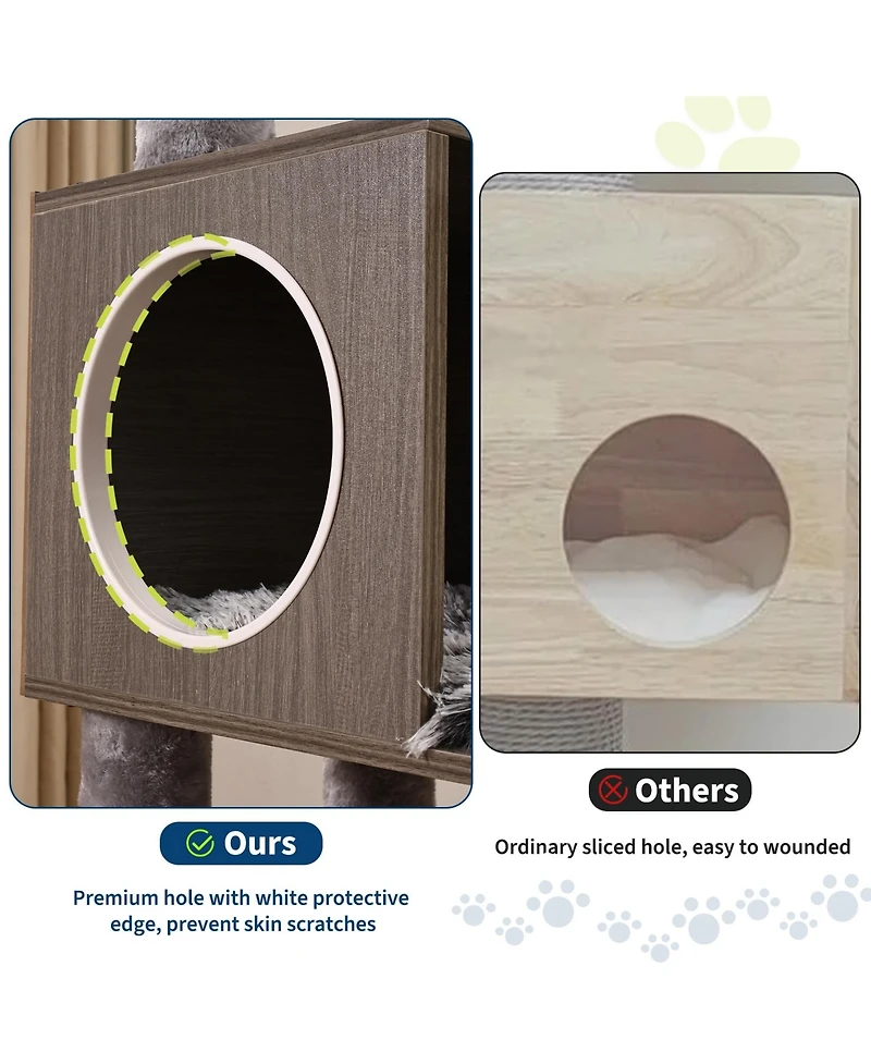 homfan Cat Tree, 66.9-Inch Cat Tower with Litter Box Enclosure, Features Hammock and Washable Cushions, Multi-Level Cat Furniture for Indoor Cats