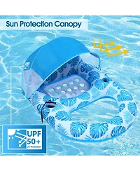 Aofar Pool Lounge Float UPF50 Plus Inflatable Lounger Cup Holder Footrest