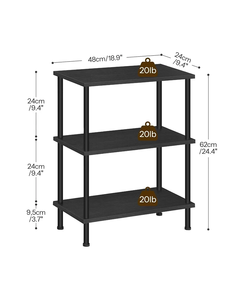 Slickblue Slim 3-Tier End Table with Twist-On Assembly and Multi-Level Storage