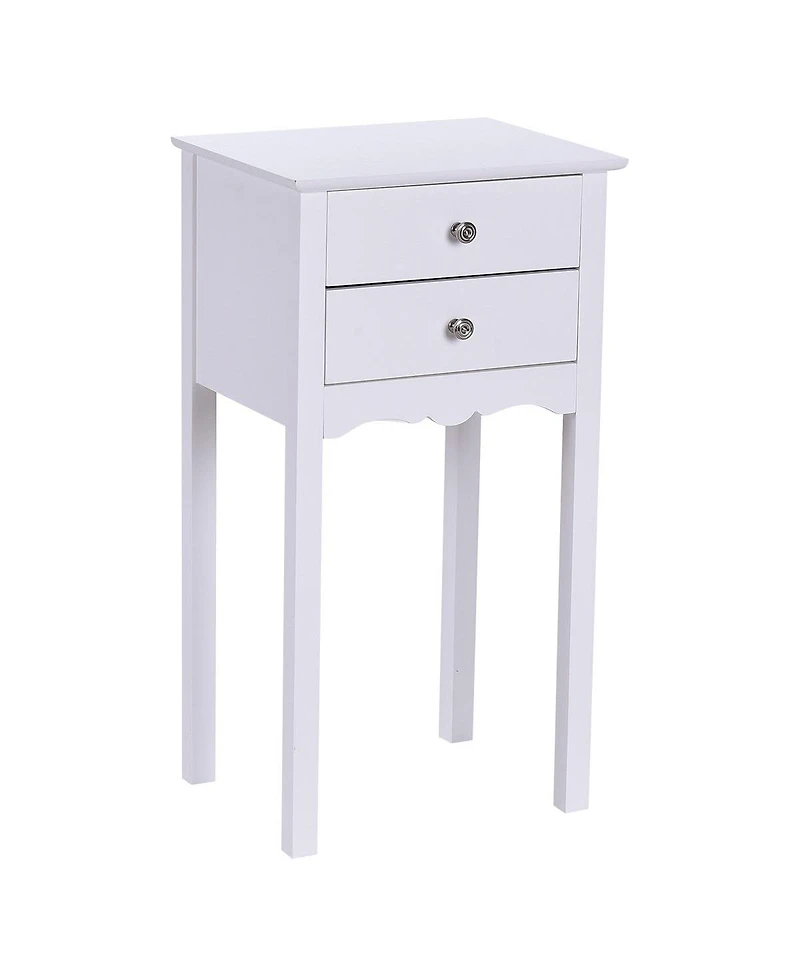 Gymax 2 piece Side Table End Accent Table Night Stand with 2 Drawers