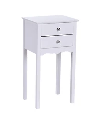 Gymax 2 piece Side Table End Accent Table Night Stand with 2 Drawers