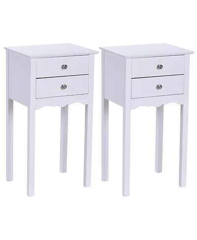 Gymax 2 piece Side Table End Accent Table Night Stand with 2 Drawers