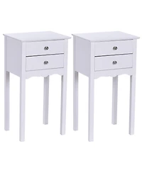 Gymax 2 piece Side Table End Accent Table Night Stand with 2 Drawers
