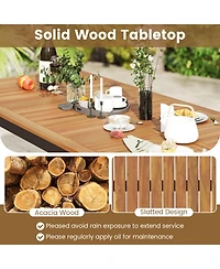 Gymax 9 Piece Patio Dining Set for 8 with Quick-Drying Fabric Sturdy Acacia Wood for Garden