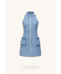Nocturne Women's Pocket and Stone Detail Halter neck Mini Dress