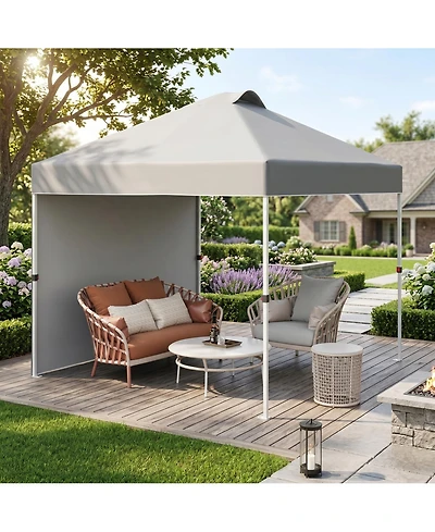 Homfan Pop-Up Canopy Tent, Fabric Gazebo with Double-Sided Walls