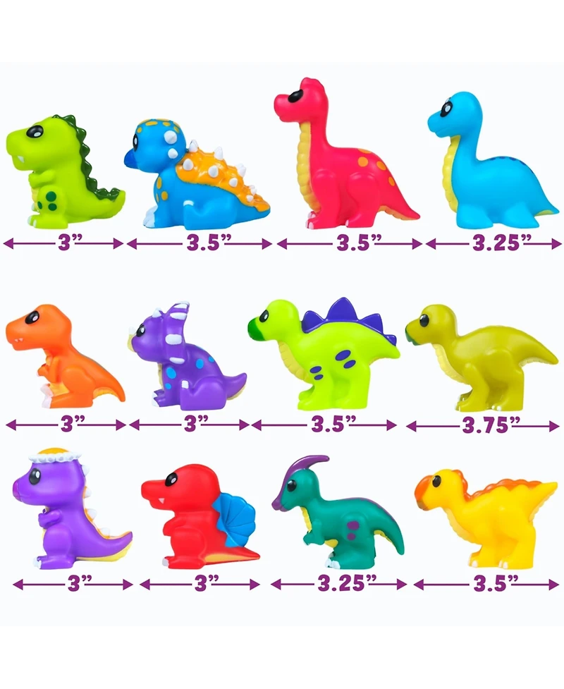 Gnuadz 12 Pack Dinosaur Mold Free Bath Toys Sealed No Hole Design Soft Squeezable Float Water Easy Grip Pool Set