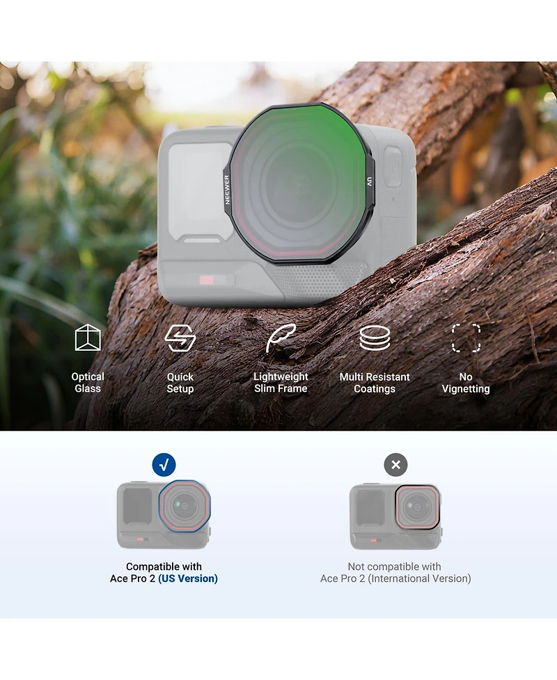 Neewer Fl-C80 Camera Lens Accessory with ND8 for Insta360 Ace Pro 2 Us Version Only