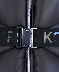 Michael Kors Girls' 5-16 Mk Logo Belted Stadium Length Long-Sleeve Jacket
