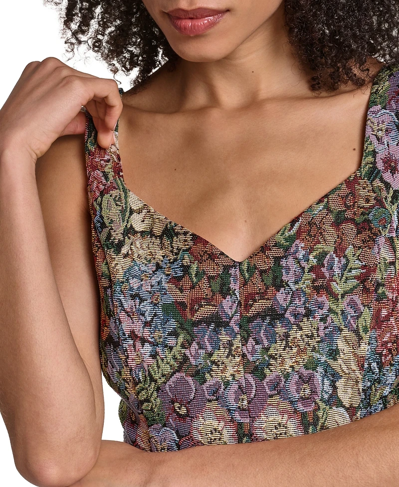 Karl Lagerfeld Paris Women's Floral Tapestry Fit & Flare Dress