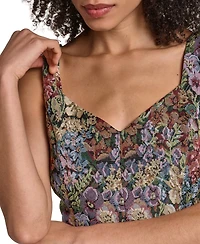 Karl Lagerfeld Paris Women's Floral Tapestry Fit & Flare Dress