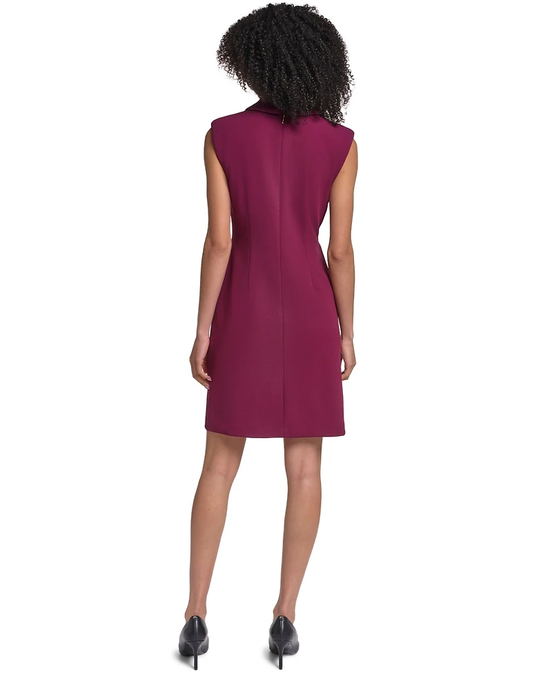 Karl Lagerfeld Paris Women's Brooch Button Scuba Crepe Sheath Dress