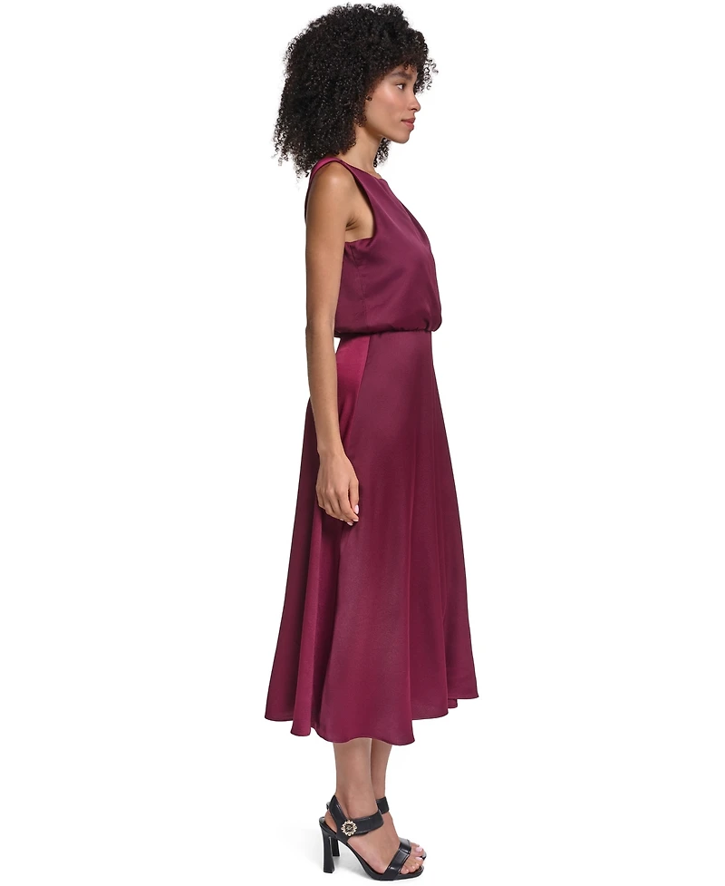 Karl Lagerfeld Paris Women's Satin Sleeveless Midi Dress