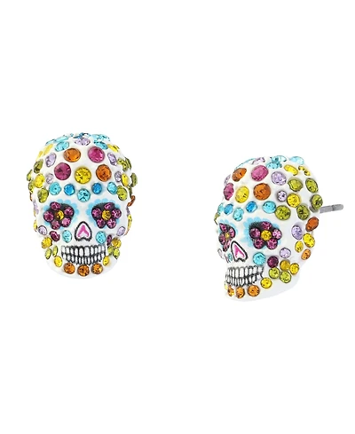 Betsey Johnson Faux-Stone Sugar Skull Stud Earrings