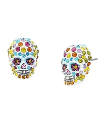 Betsey Johnson Faux-Stone Sugar Skull Stud Earrings