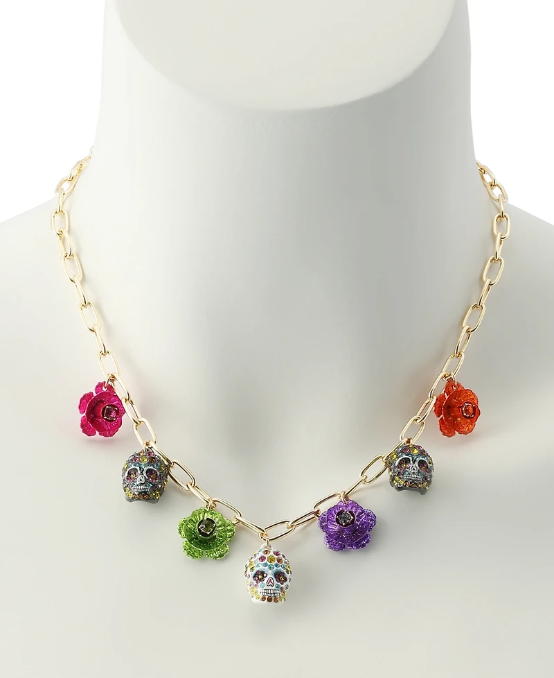 Betsey Johnson Faux-Stone Sugar Skull Bib Necklace